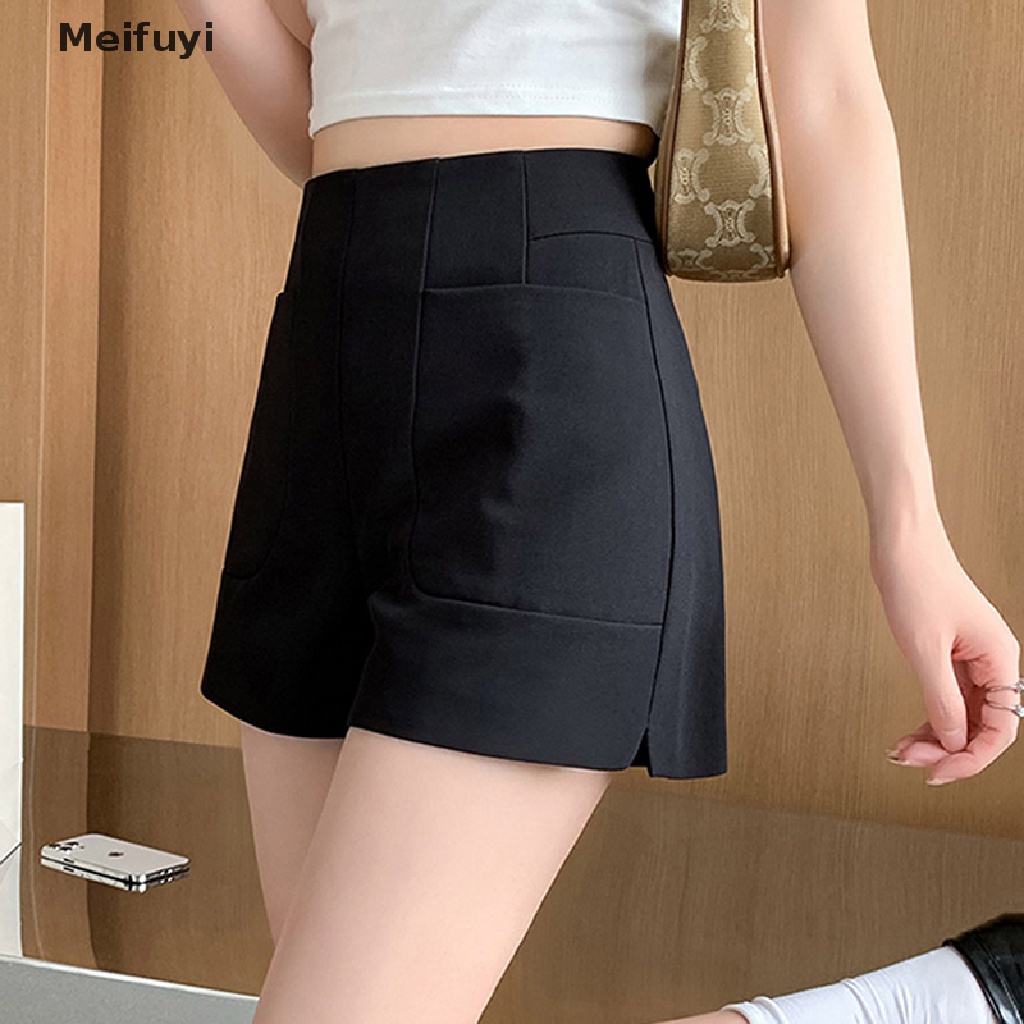 [Meifuyi] Quần Short Chiffon Ống Rộng Lưng Cao Thời Trang Công Sở Mùa Hè Cho Nữ