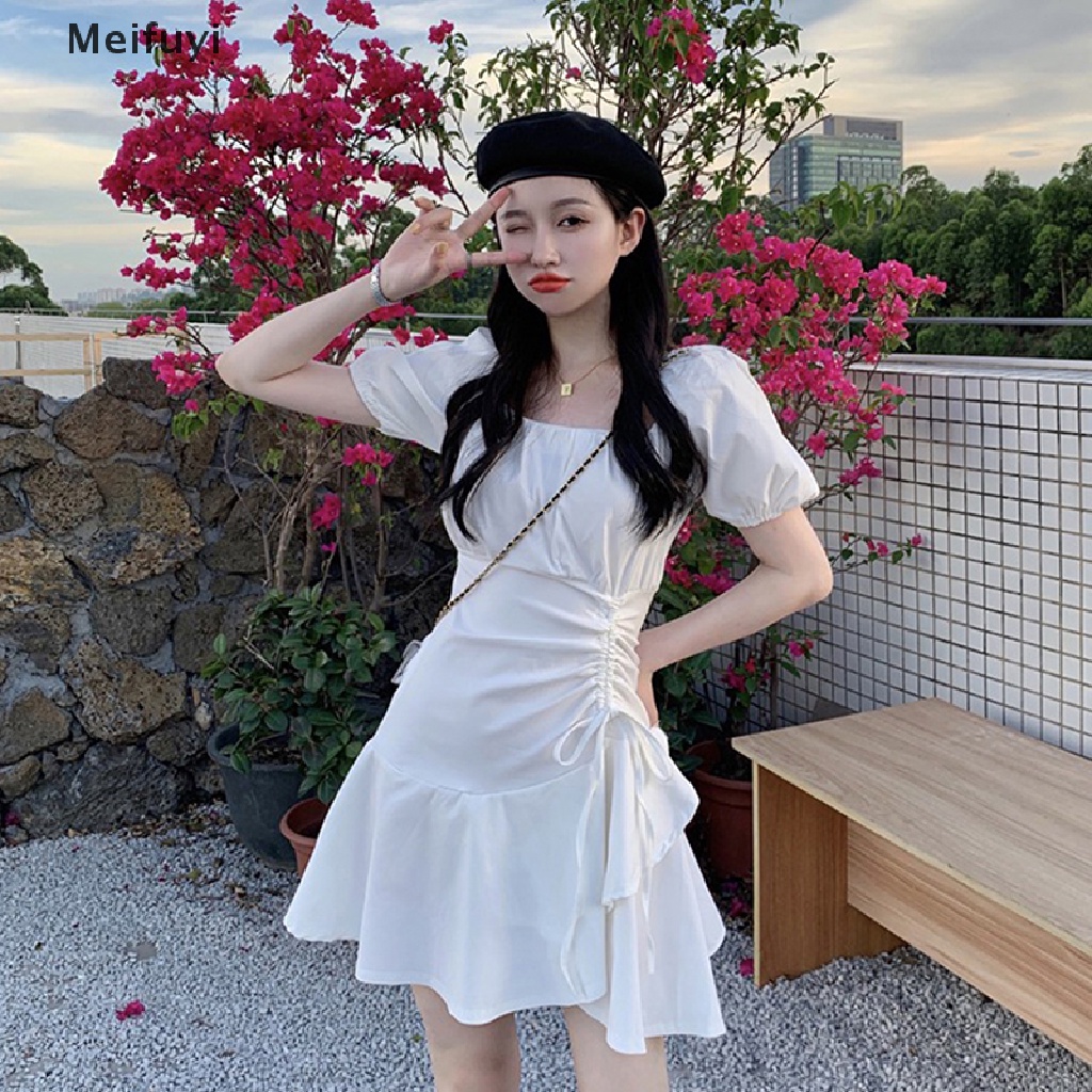 Đầm Công Chúa Mini Màu Trắng Ngọt Ngào Thời Trang Hàn Quốc Cho Nữ