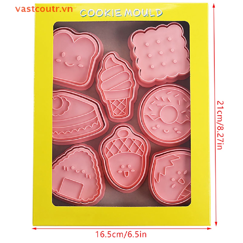 Set 8 Khuôn Cắt Tạo Hình Trang Trí Bánh Bằng Nhựa DIY
