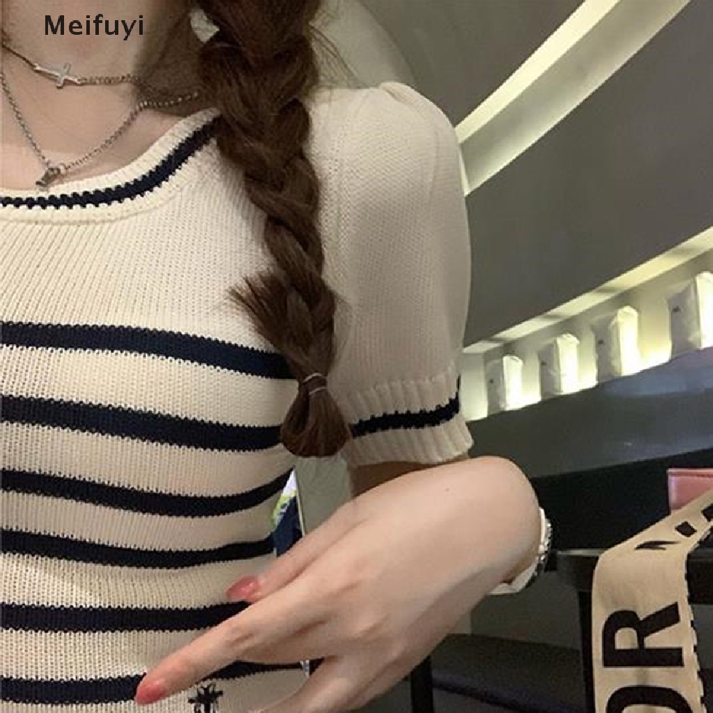 Đầm Mini Tay Ngắn Dáng Ôm Họa Tiết Kẻ Sọc Phong Cách Retro Thời Trang Quyến Rũ Cho Nữ Y2k