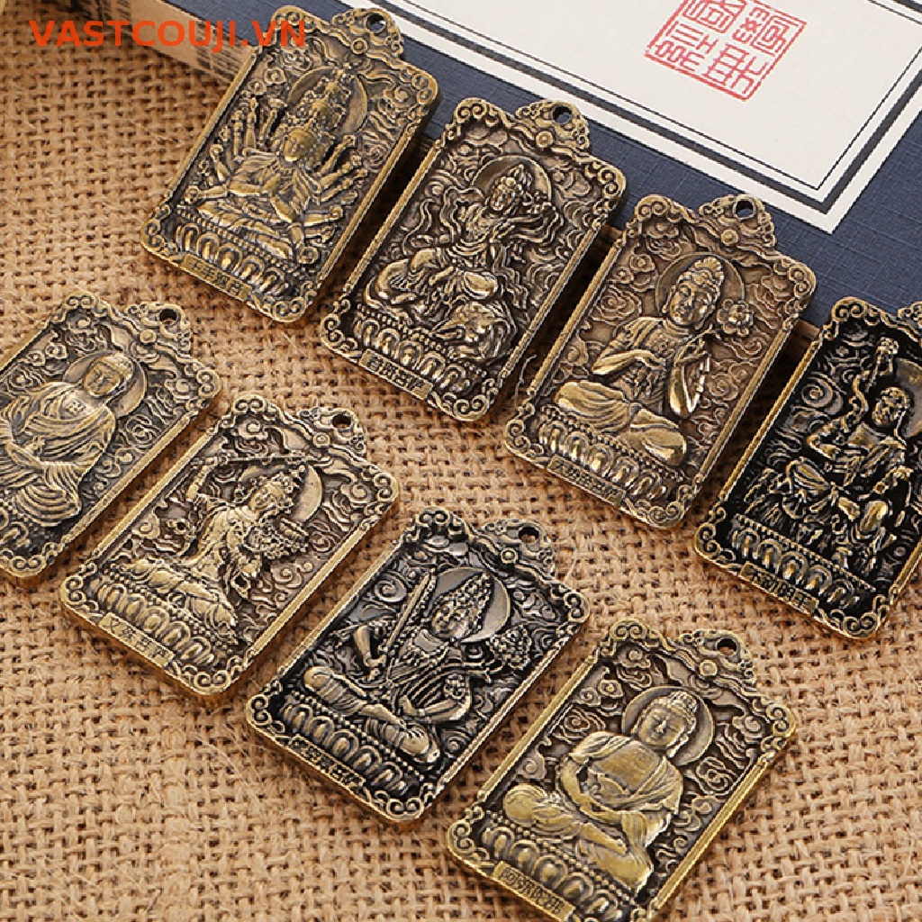 Mặt Dây Chuyền Hình Vuông Bằng Đồng Thau Cứng In Hình Phật Cung Hoàng Đạo Trung Hoa DIY