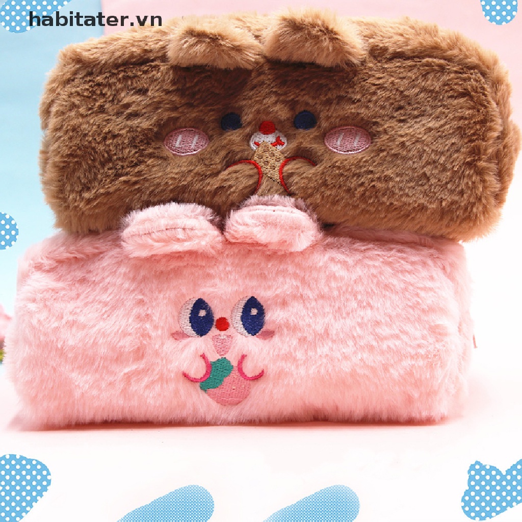 Túi Đựng Bút Phối Lông Sức Chứa Lớn Dễ Thương Cho Nữ