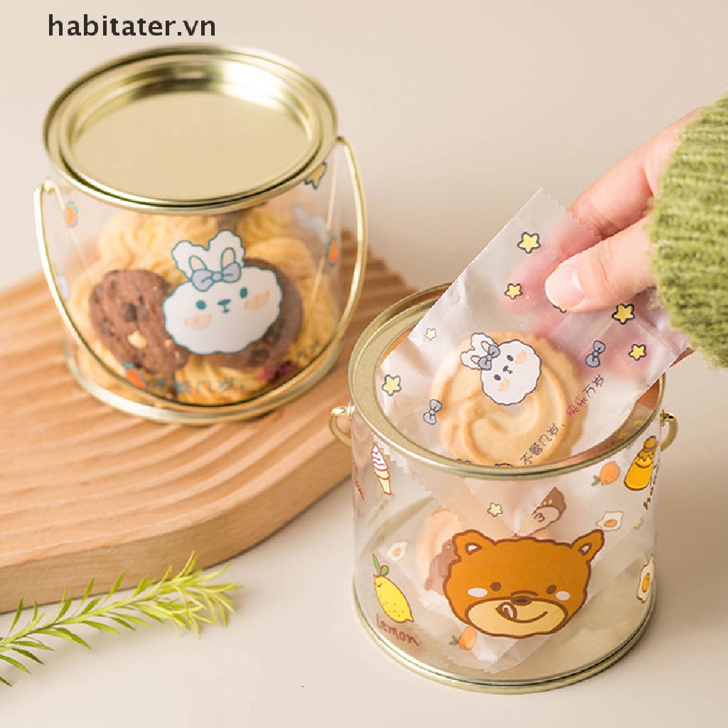 Hộp Thiếc Đựng Bánh Kẹo / Snack Trong Suốt In Họa Tiết Hoạt Hình Dễ Thương