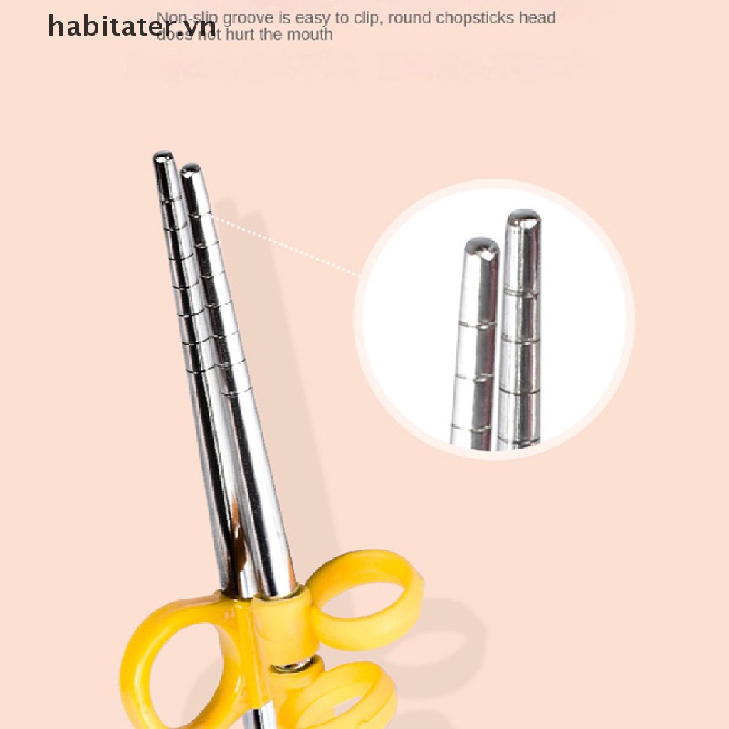 1 Cặp Đũa Tập Ăn Bằng Thép Không Gỉ Họa Tiết Hoạt Hình Dễ Thương Có Thể Tái Sử Dụng Cho Bé