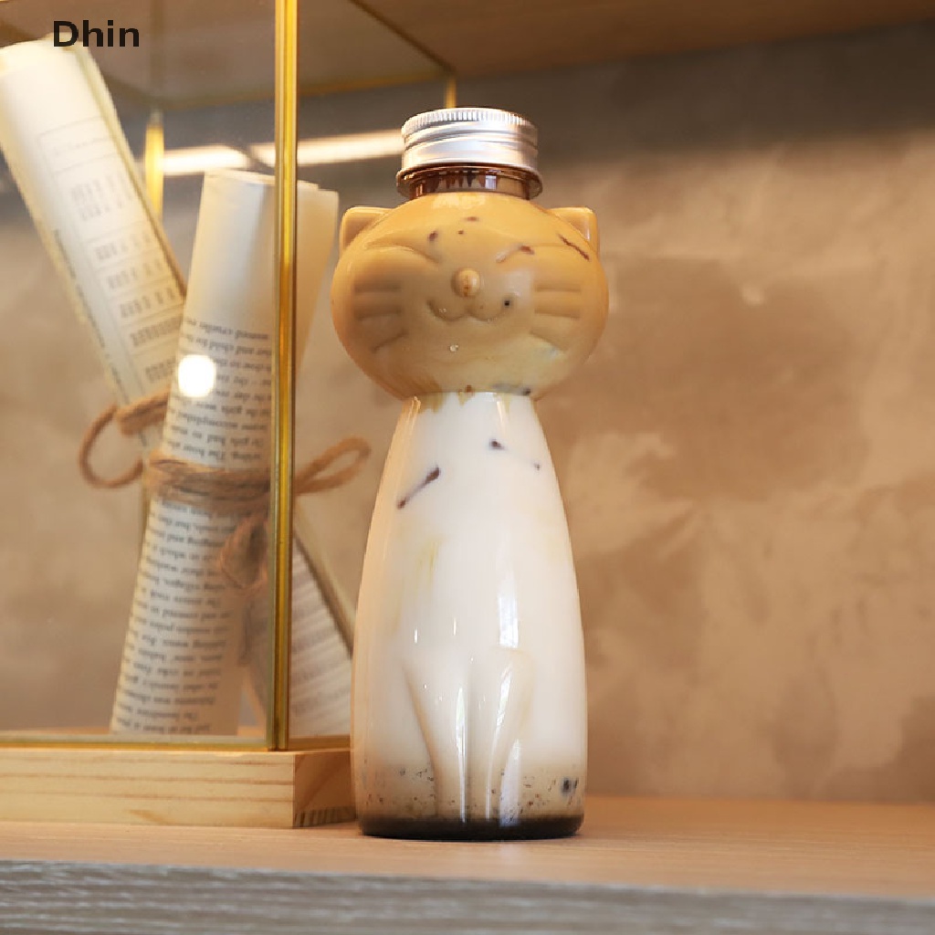Bình Đựng Nước Ép / Trà Sữa / Cà Phê Trong Suốt Thiết Kế Hình Chú Mèo Dễ Thương