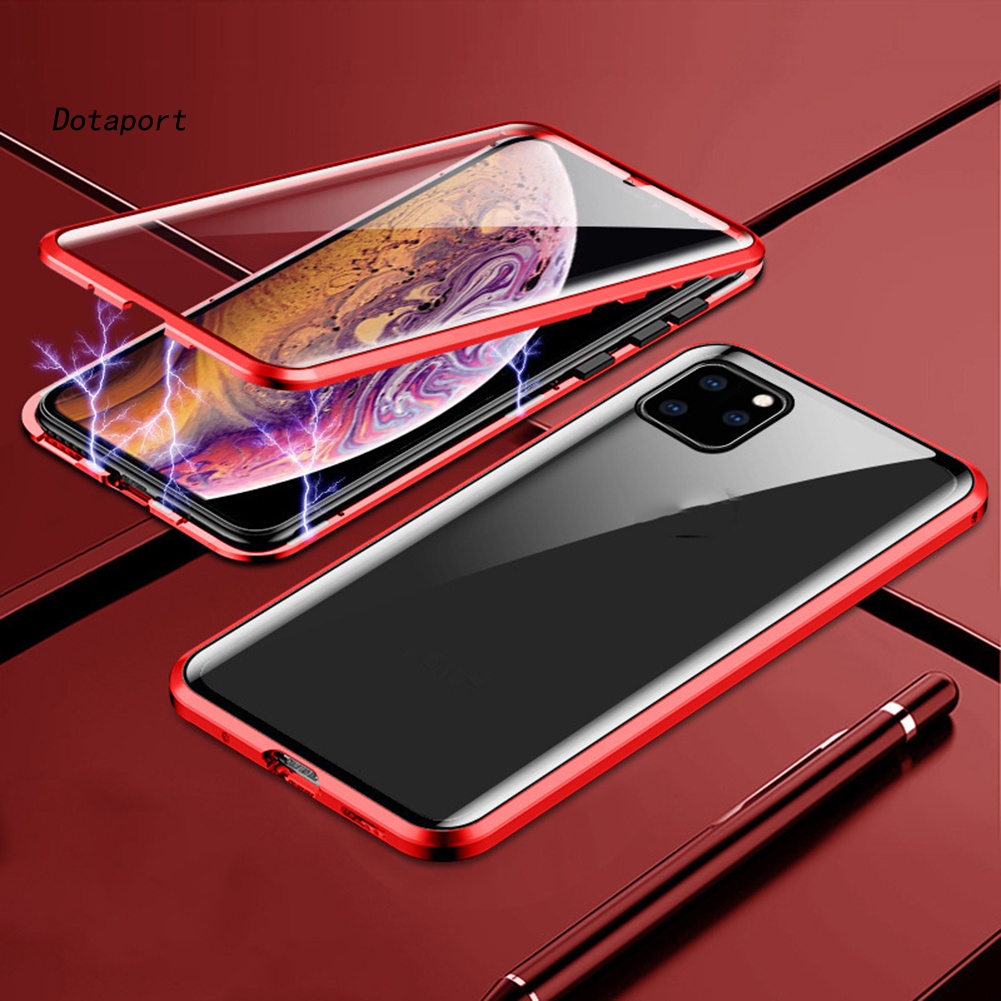 Ốp Điện Thoại Kính Cường Lực Hai Mặt Nam Châm Cho iPhone 7 8 11 Pro XR