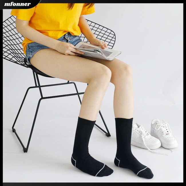 1 Đôi Tất Cotton Dài Trung Bình In Chữ Cho Nam &amp; Nữ