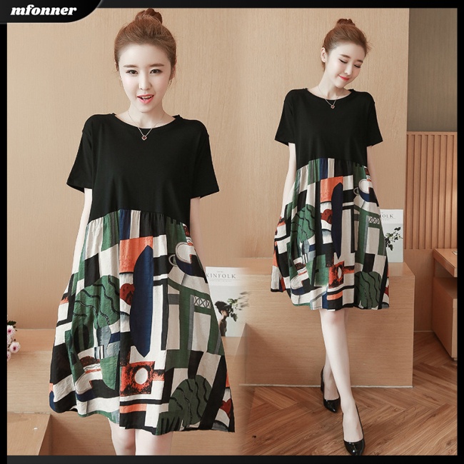 Đầm Dáng Chữ A Tay Ngắn Dáng Rộng Thời Trang Mùa Hè Cho Nữ