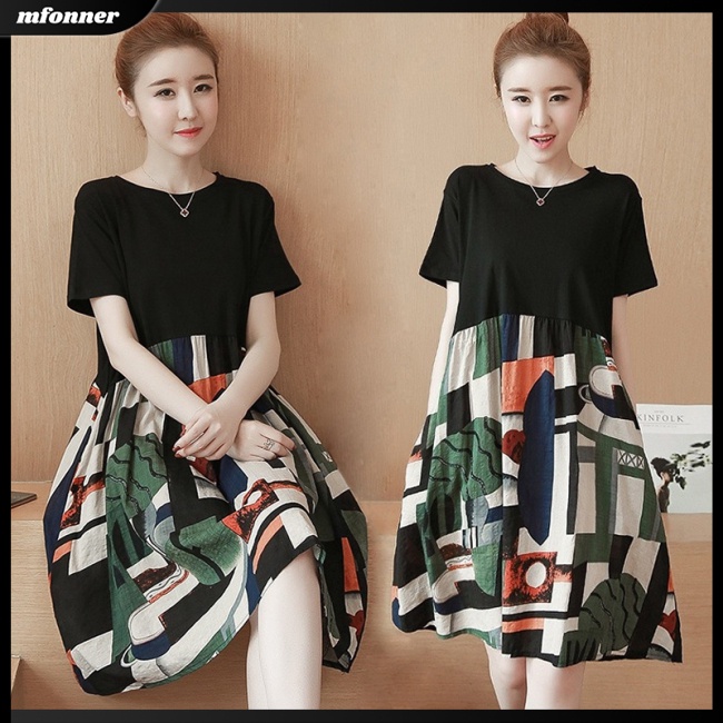 Đầm Dáng Chữ A Tay Ngắn Dáng Rộng Thời Trang Mùa Hè Cho Nữ