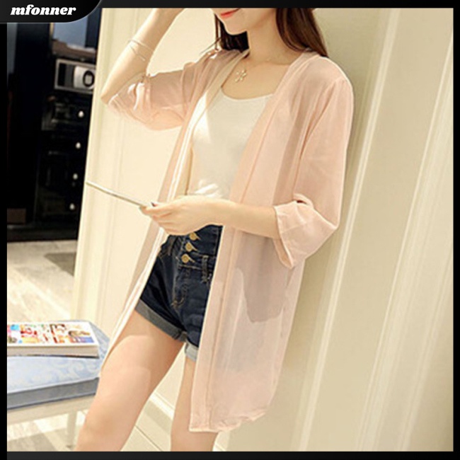 Áo Khoác Cardigan Tay Lỡ Chất Chiffon Chống Nắng Cao Cấp Thời Trang Dành Cho Nữ