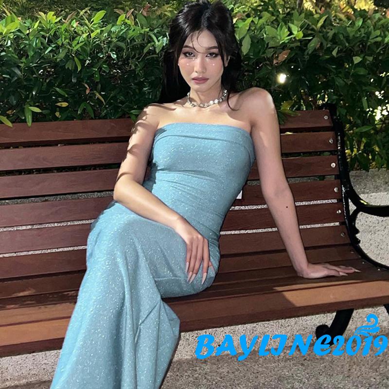 Đầm Dài Không Tay Quấn Ngực Thời Trang Xuân Hè Dành Cho Nữ