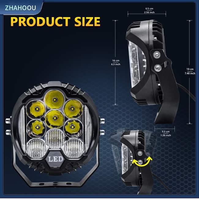 ☃Nhà Cửa☃ Đèn Pha Led 7 Inch 30000lm 6000k 300w Bằng Hợp Kim Nhôm Chống Thấm Nước Cho Xe Mô Tô
