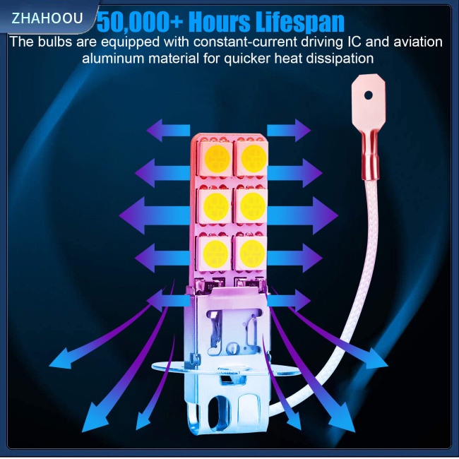 ☃Nhà Cửa☃ Set 2 Bóng Đèn Pha H3 6000k 1800lm Ánh Sáng Trắng 360 Độ Chuyên Dụng Cho Xe Hơi