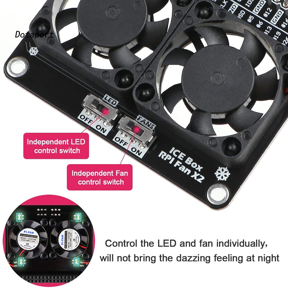 Mô Đun Quạt Tản Nhiệt Đèn LED Cho Raspberry Pi 4B 3B + 3B 2B + 2B B