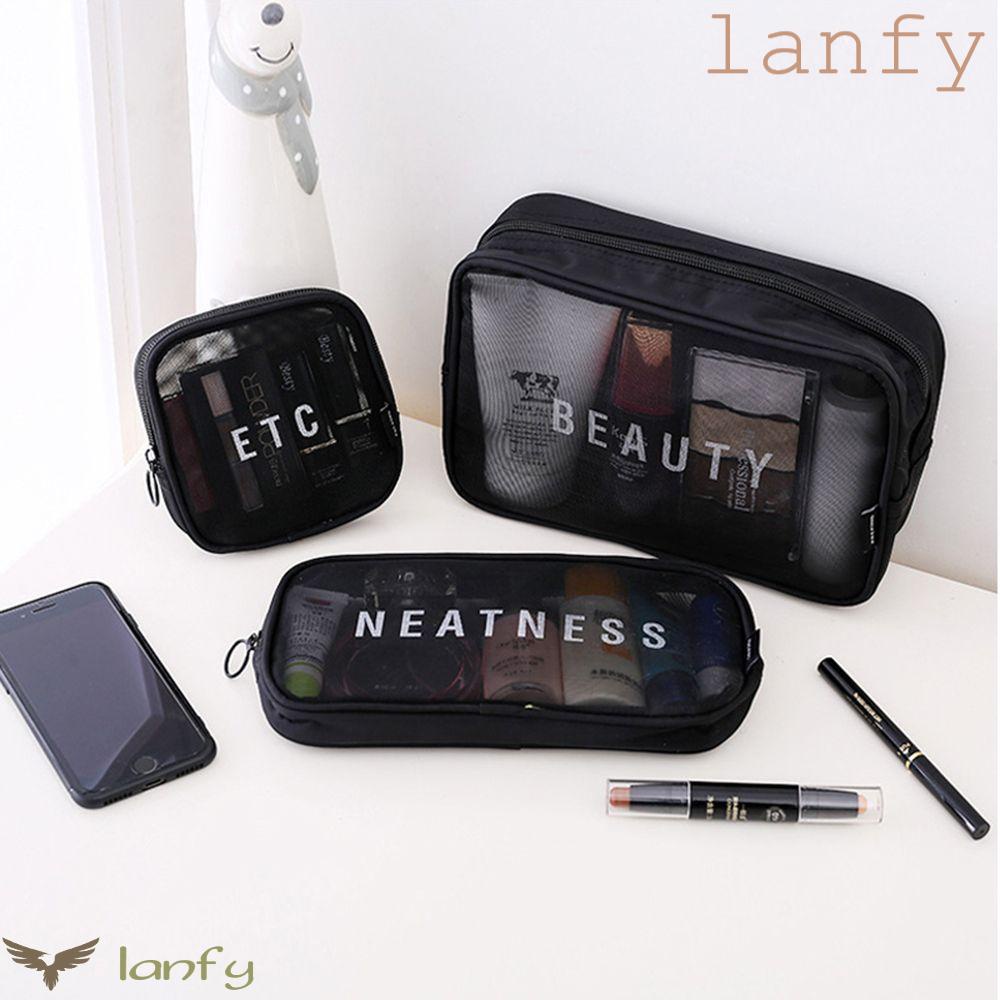Túi Lưới Màu Đen Đựng Đồ Trang Điểm Có Khóa Kéo Tiện Dụng