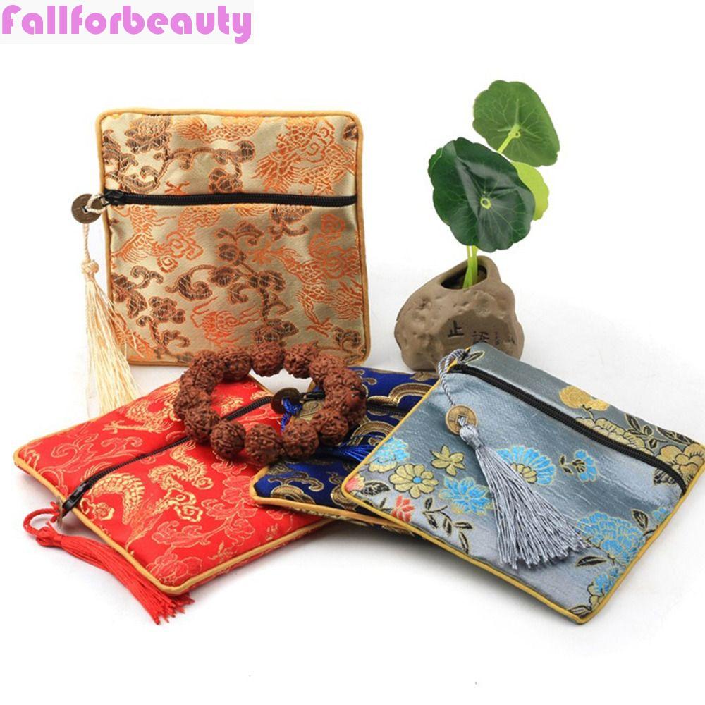 Fallforbeauty Túi Nhỏ Bằng Lụa Đựng Trang Sức Hình Rồng Phong Cách Retro
