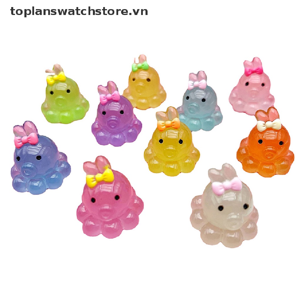 Set 2 Móc Khóa Bạch Tuộc Dạ Quang Mini Bằng Nhựa Resin Diy