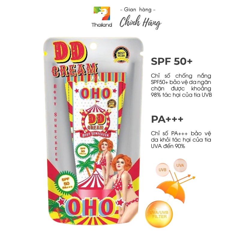 Tuýp dưỡng trắŉg da chống nắng toàn thân OHO DD White Body Cream SPF50 PA+++ Thái Lan