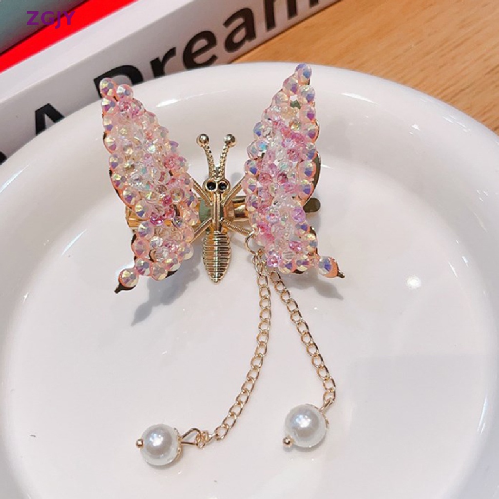Kẹp Tóc Hình Bướm Đính Đá Có Thể Di Chuyển Dành Cho Bé Gái Mới
