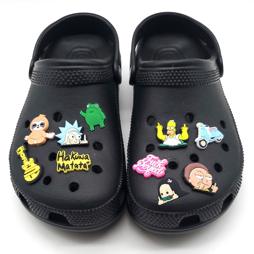 Set 10 Phụ Kiện Khóa Giày Crocs Bằng Cao Su PVC Mềm Họa Tiết Hoạt Hình Dễ Thương