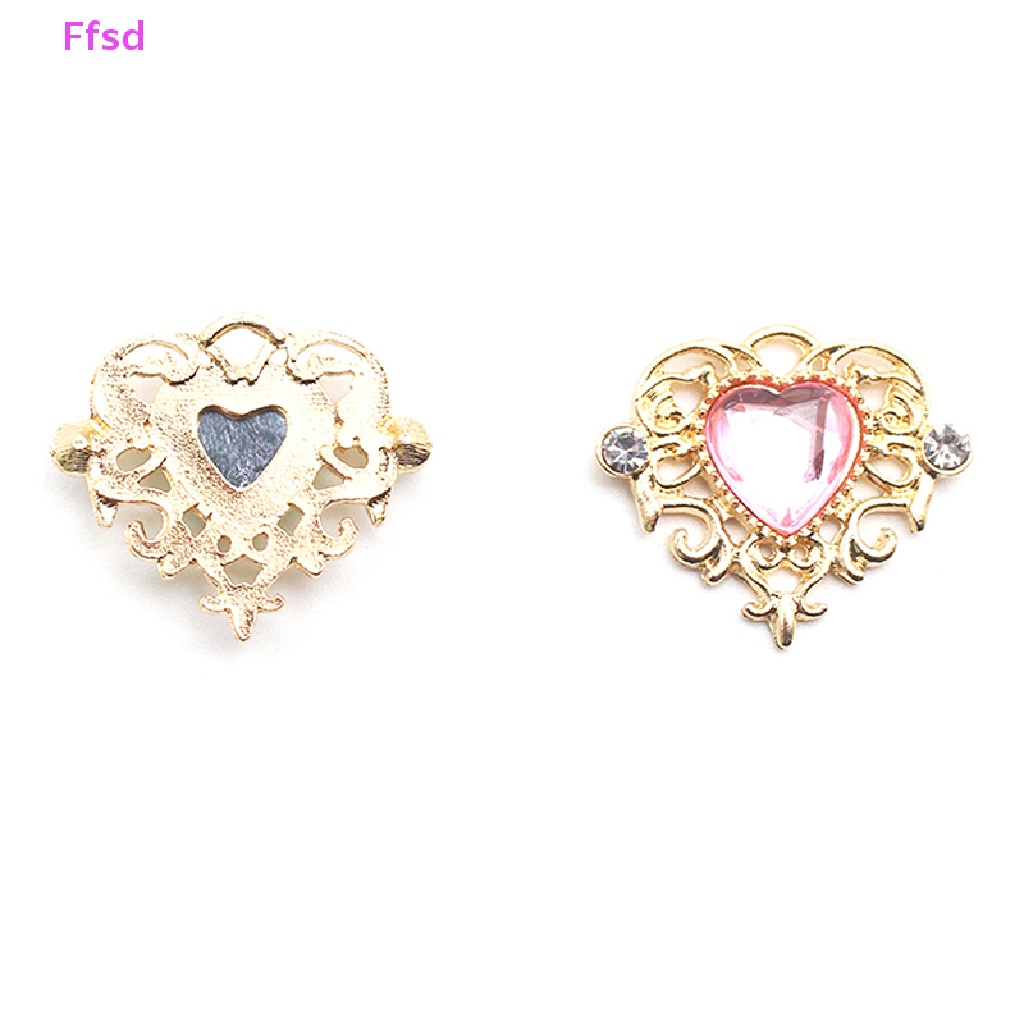 Set 5 Nút Hợp Kim 21 * 25mm Hình Trái Tim Đính Đá Trang Trí Quần Áo Diy