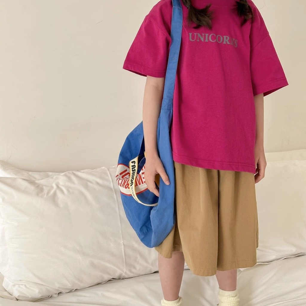 Áo Thun Cotton Ngắn Tay Dáng Rộng Thời Trang Mùa Hè Hàn Quốc 2023 Cho Bé Gái