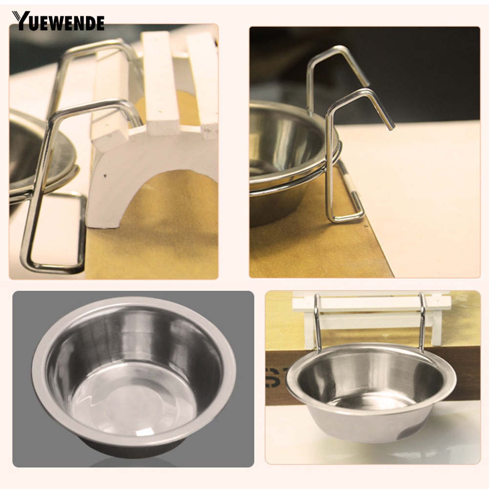 Bát Đựng Thức Ăn / Nước Uống Bằng Kim Loại Chống Trượt Kèm Móc Treo Cho Thú Cưng