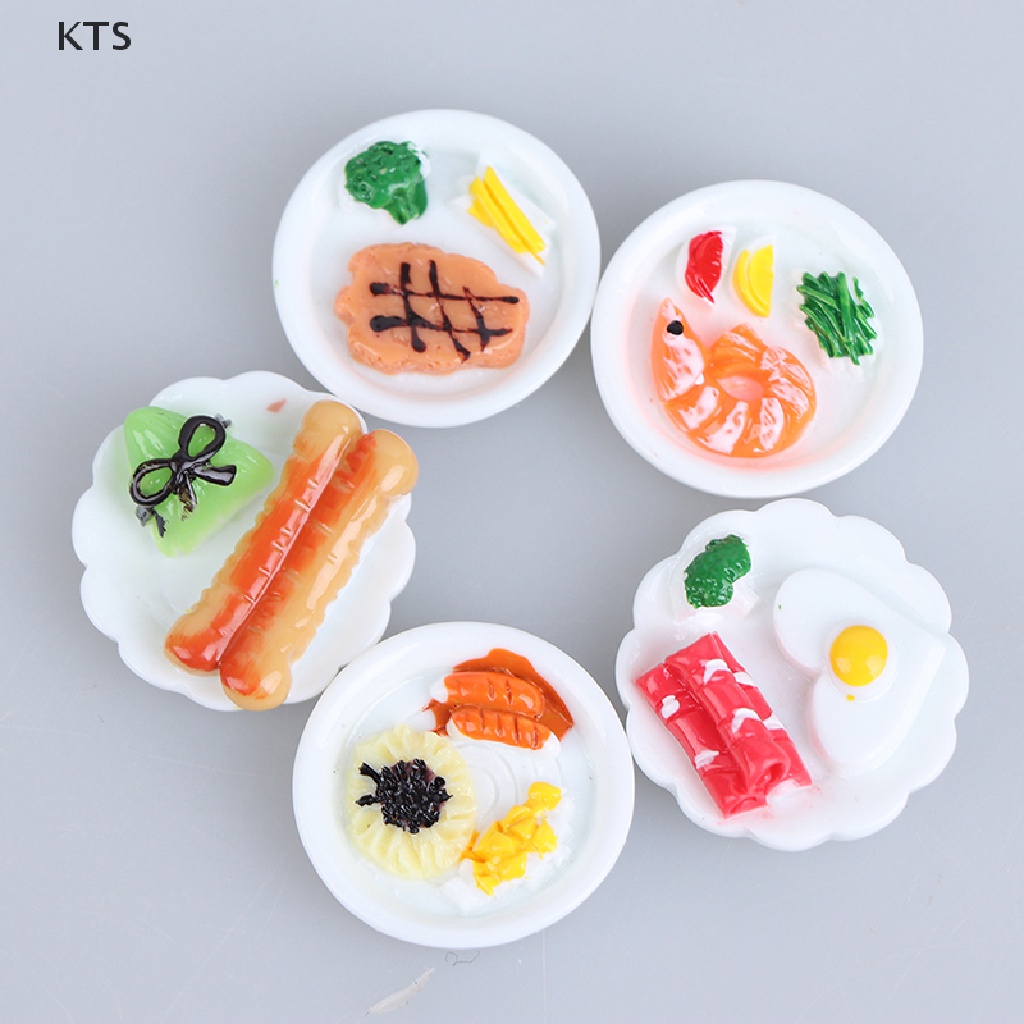 Set 5 Đĩa Bánh Mì Trứng Mini Tỉ Lệ 1 / 12 Xinh Xắn