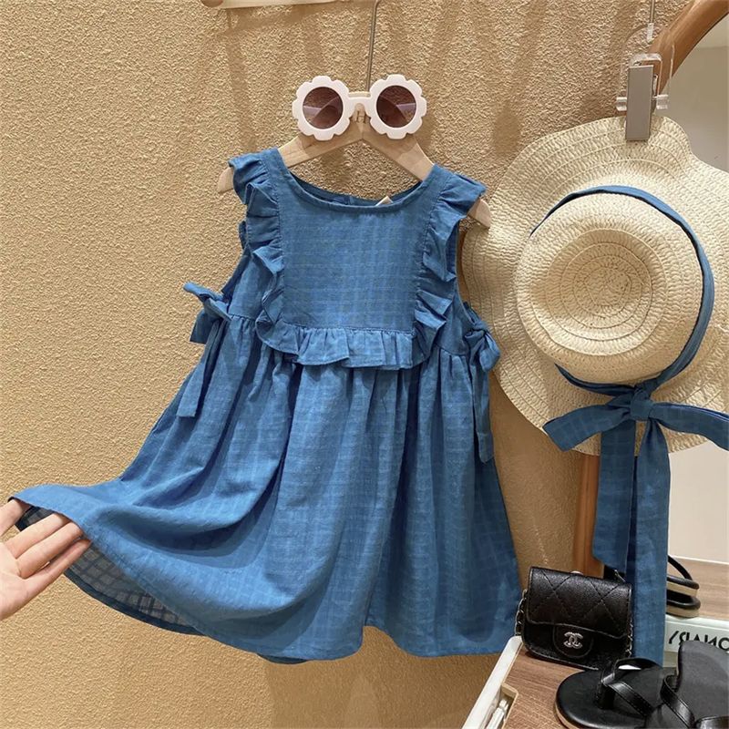 Đầm Công Chúa Phối Ren Màu Sắc Tinh Khiết Thời Trang Mùa Hè 2023 Dành Cho Bé Gái