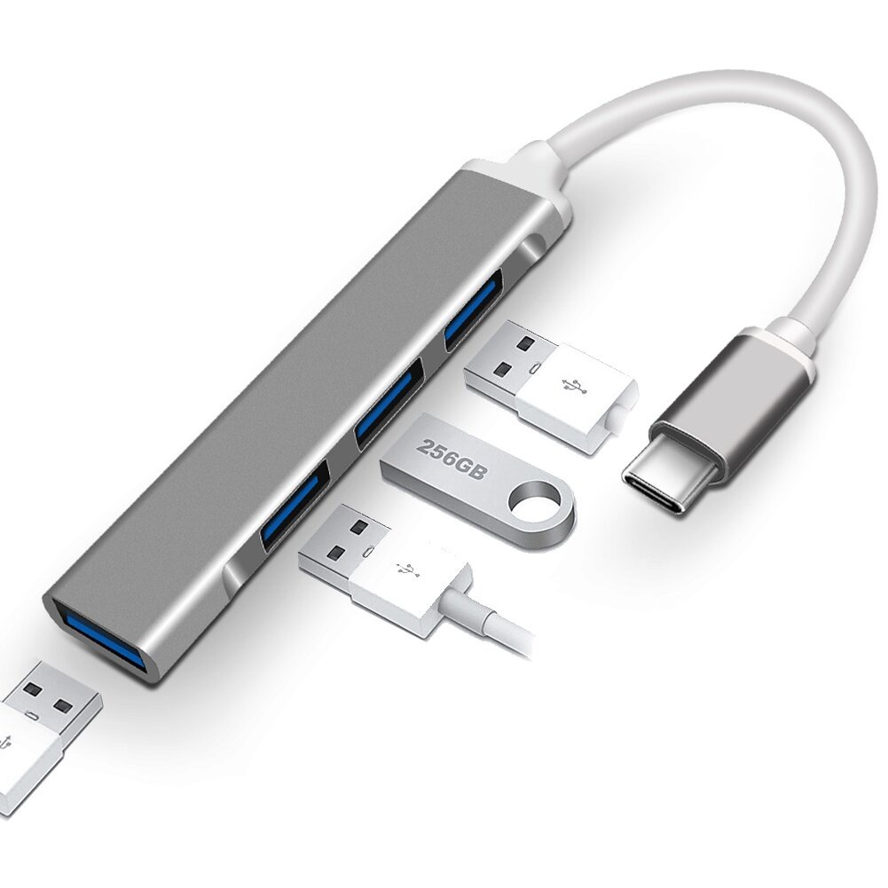 Hub Chia 4 Cổng USB 3.0 Type-C Tốc Độ Cao Cho PC / Laptop
