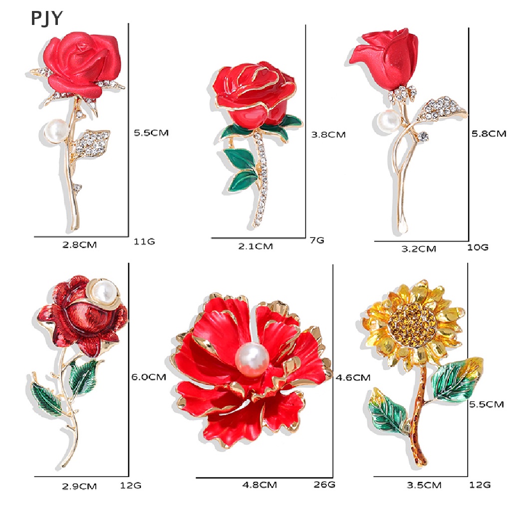 Ghim Cài Áo Hình Hoa Hồng Bằng Hợp Kim Đính Ngọc Trai Trang Nhã Cho Nữ PJ