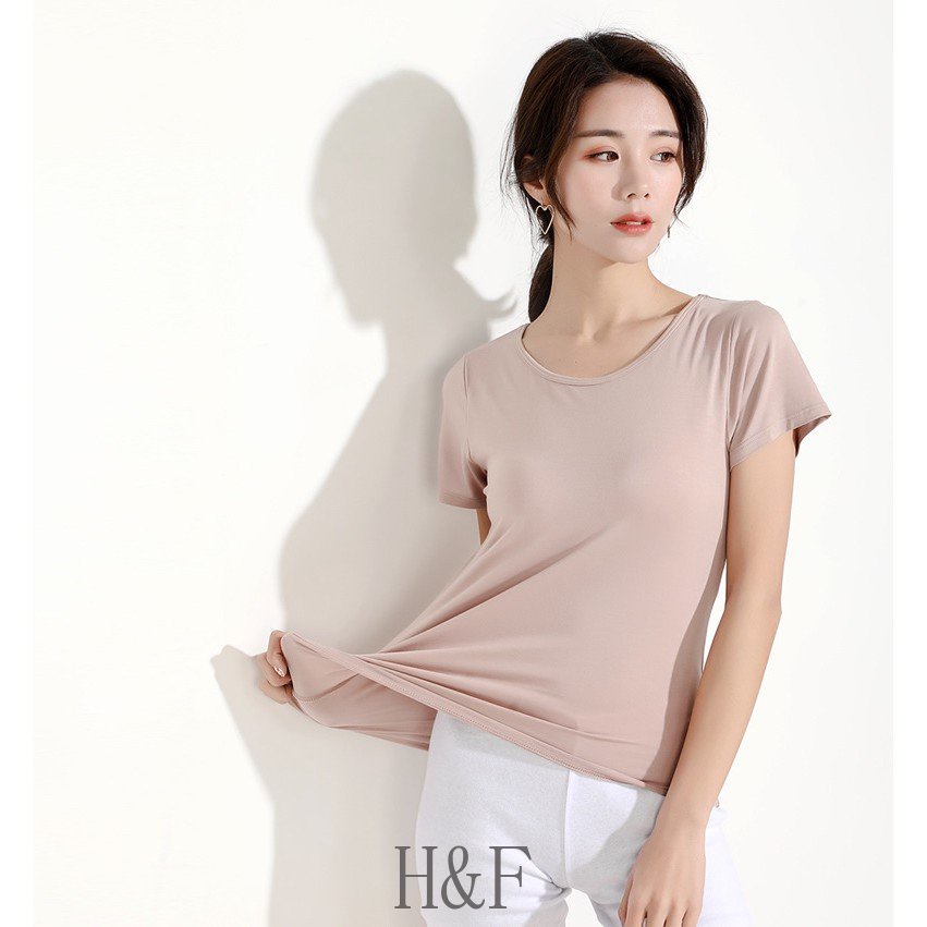Áo Thun Cotton 2 Trong 1 Tay Ngắn Có Mút Đệm Ngực Có Size M-3XL