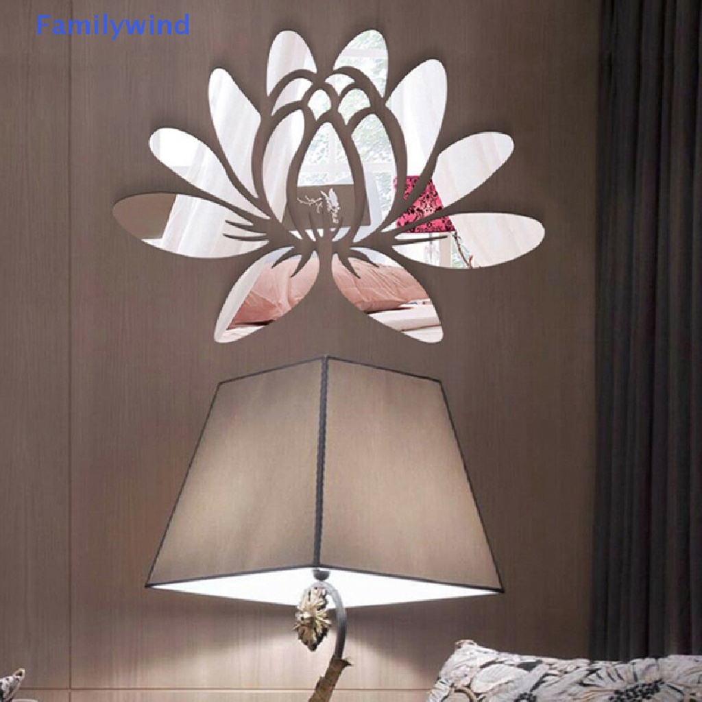 Đề Can Acrylic Hình Hoa Sen 3D Tráng Gương Dán Tường Trang Trí Nhà Cửa DIY