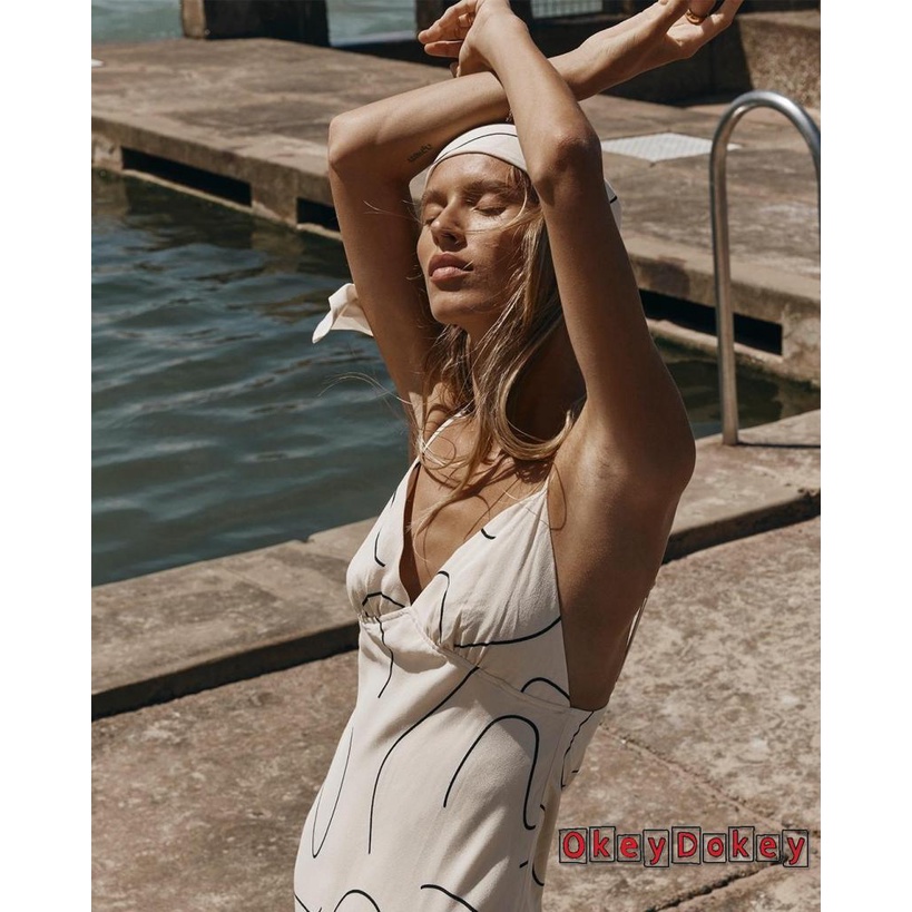 Đầm Hai Dây Cổ Chữ V In Họa Tiết Hoa Mơ Thời Trang Xuân Hè Cho Nữ