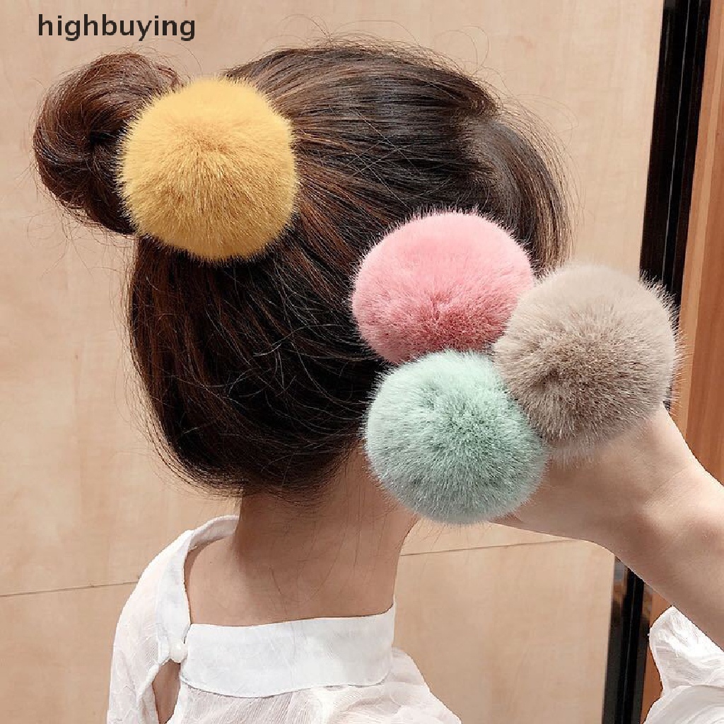 Dây Buộc Tóc Đính Bóng Lông Xinh Xắn Cho Nữ