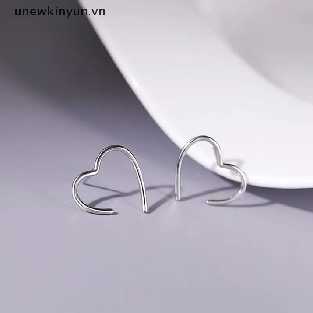 1 Cặp Bông Tai Kim Loại Hình Trái Tim Đơn Giản Phong Cách Vintage