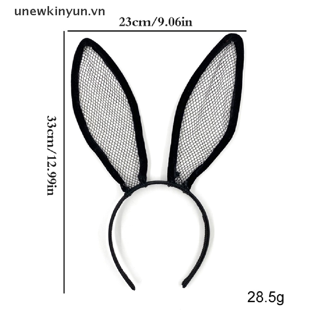 Băng Đô Cài Tóc Tai Thỏ Phối Ren Lưới Thời Trang Quyến Rũ Cho Nữ