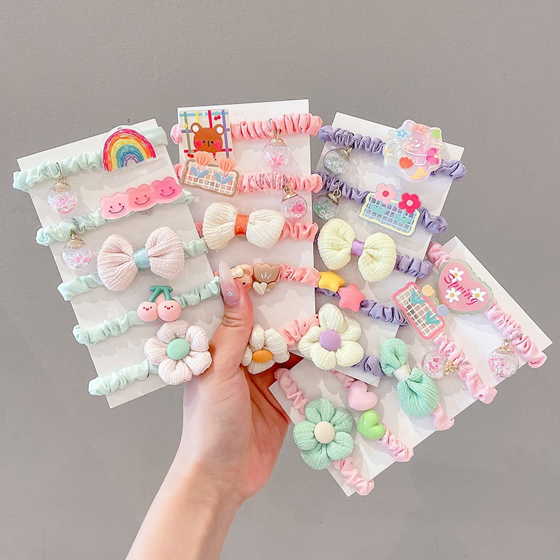 Dây Buộc Tóc Cao Su Co Giãn Không Đau Dễ Thương Cho Bé