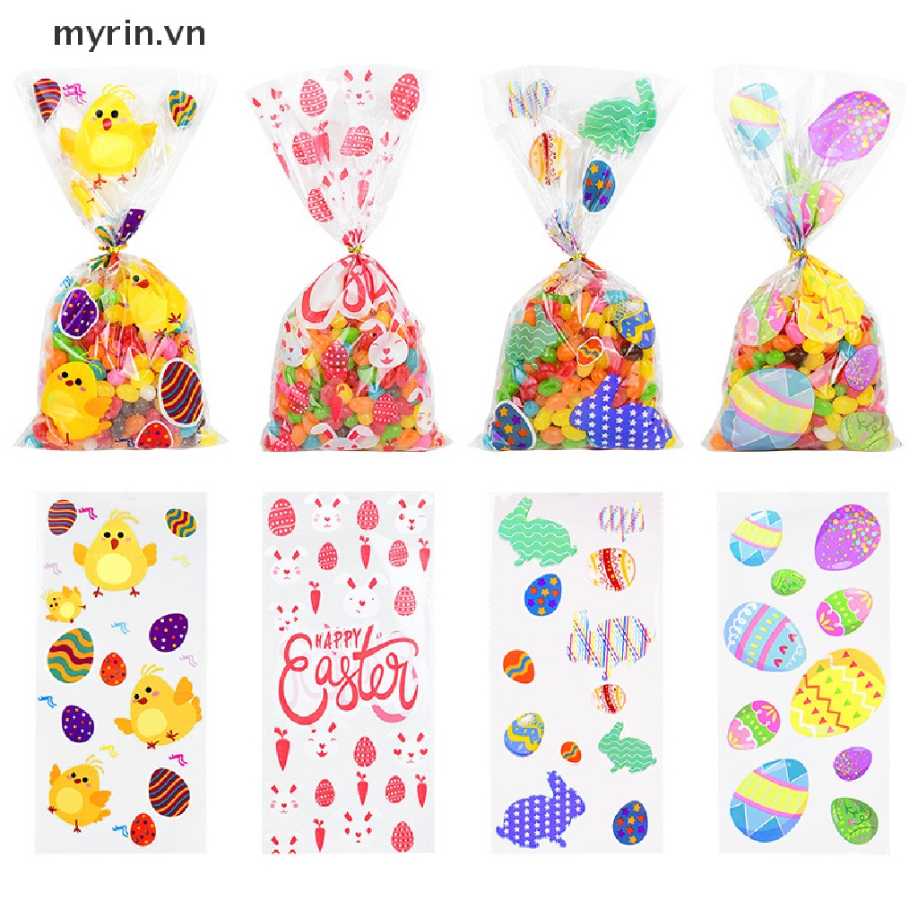 Set 50 Túi Bóng Kính Trong Suốt Đựng Bánh Quy Phục Sinh