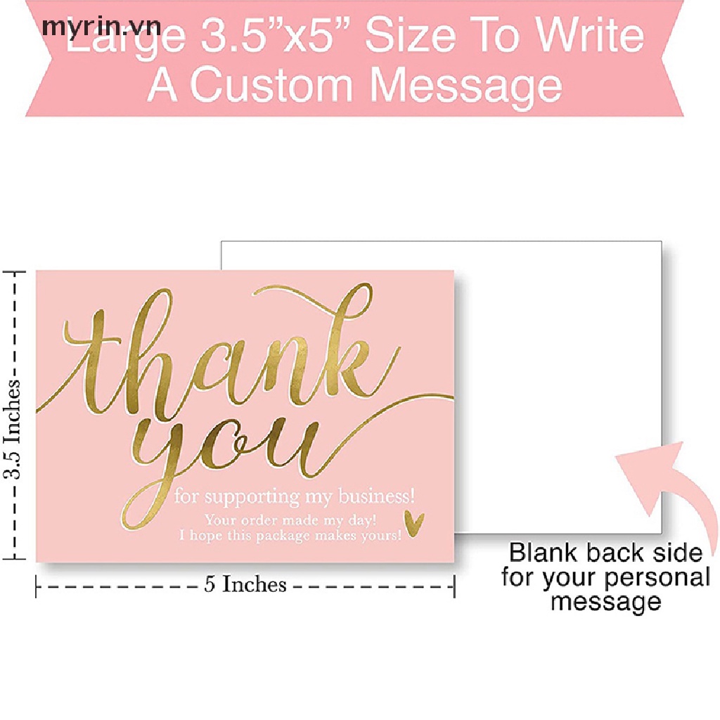 Set 50 Tấm Thiệp Hồng In Chữ Thank You for Your Order