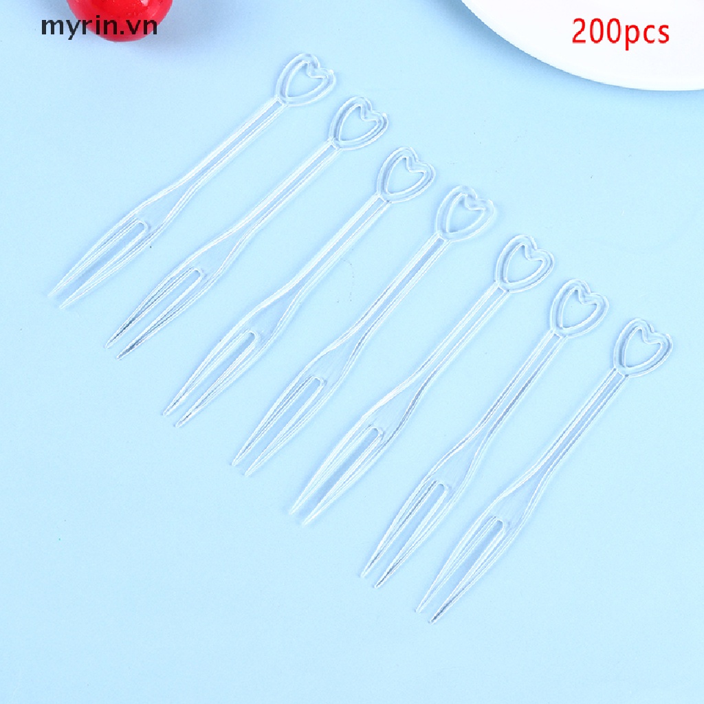 Set 500 / 200 Nĩa Nhựa Ăn Trái Cây Hình Trái Tim