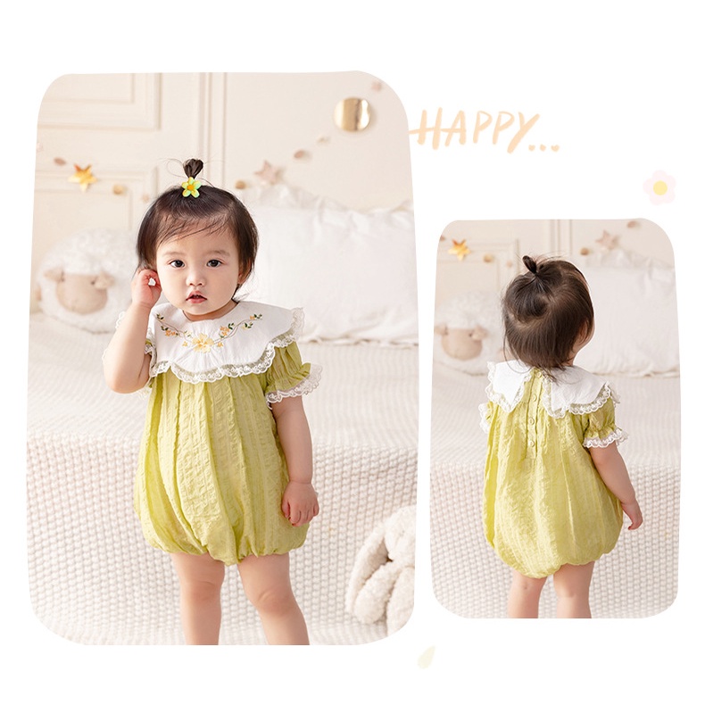 Áo Liền Quần Bằng Cotton Tay Ngắn Thời Trang Dành Cho Bé Gái 2788