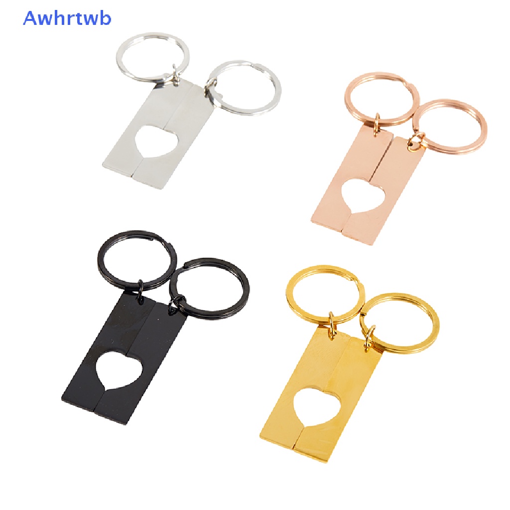 Bộ 2 Móc Khóa Bằng Thép Không Gỉ Khắc Chữ Độc Đáo Mới