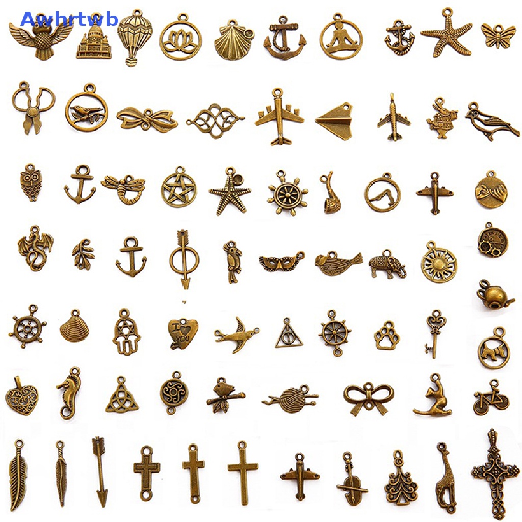 Set 10 Mặt Vòng cổ Bằng Kim Loại Hỗn Hợp Làm Trang Sức Thủ Công DIY Mới