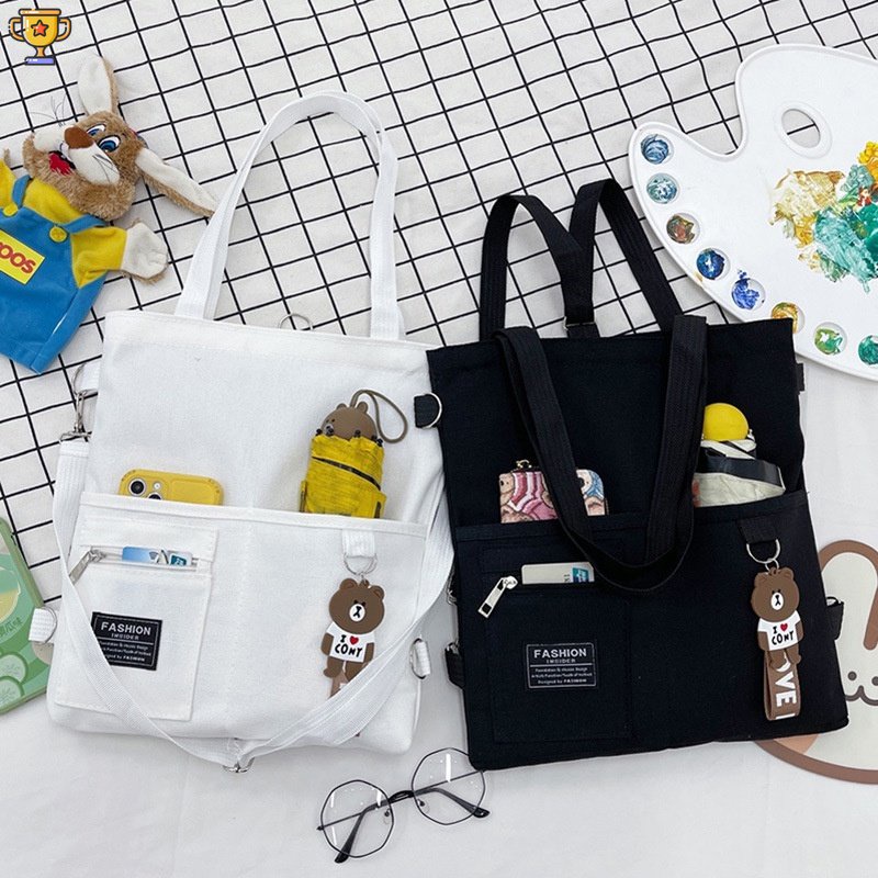 Túi vải In Họa Tiết Hoạt Hình Dễ Thương Cho Tuổi Teen / Học Sinh