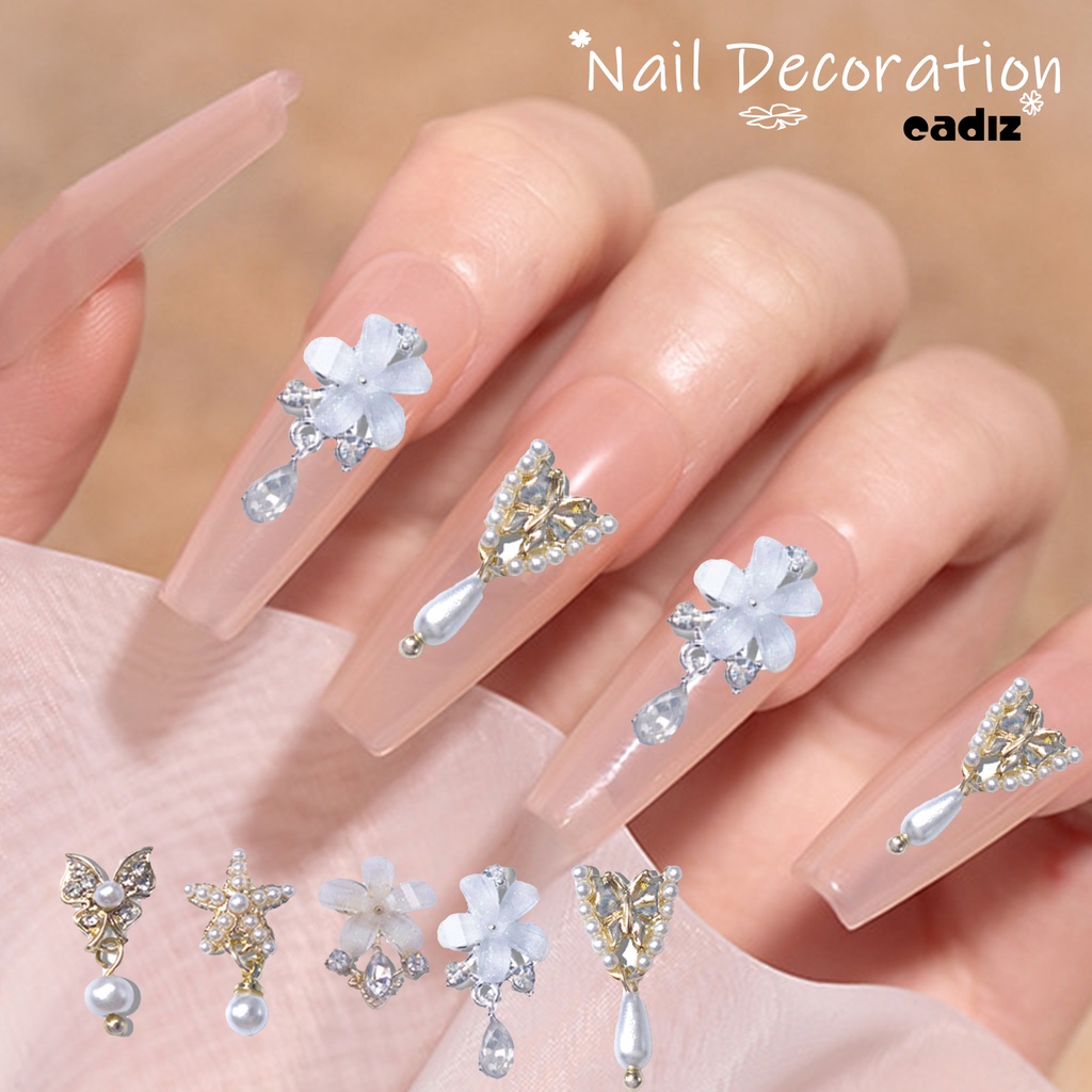 Set 3 Phụ Kiện Trang Trí Móng Nghệ Thuật Tạo Hiệu Ứng 3D Hình Hoa Và Bướm DIY