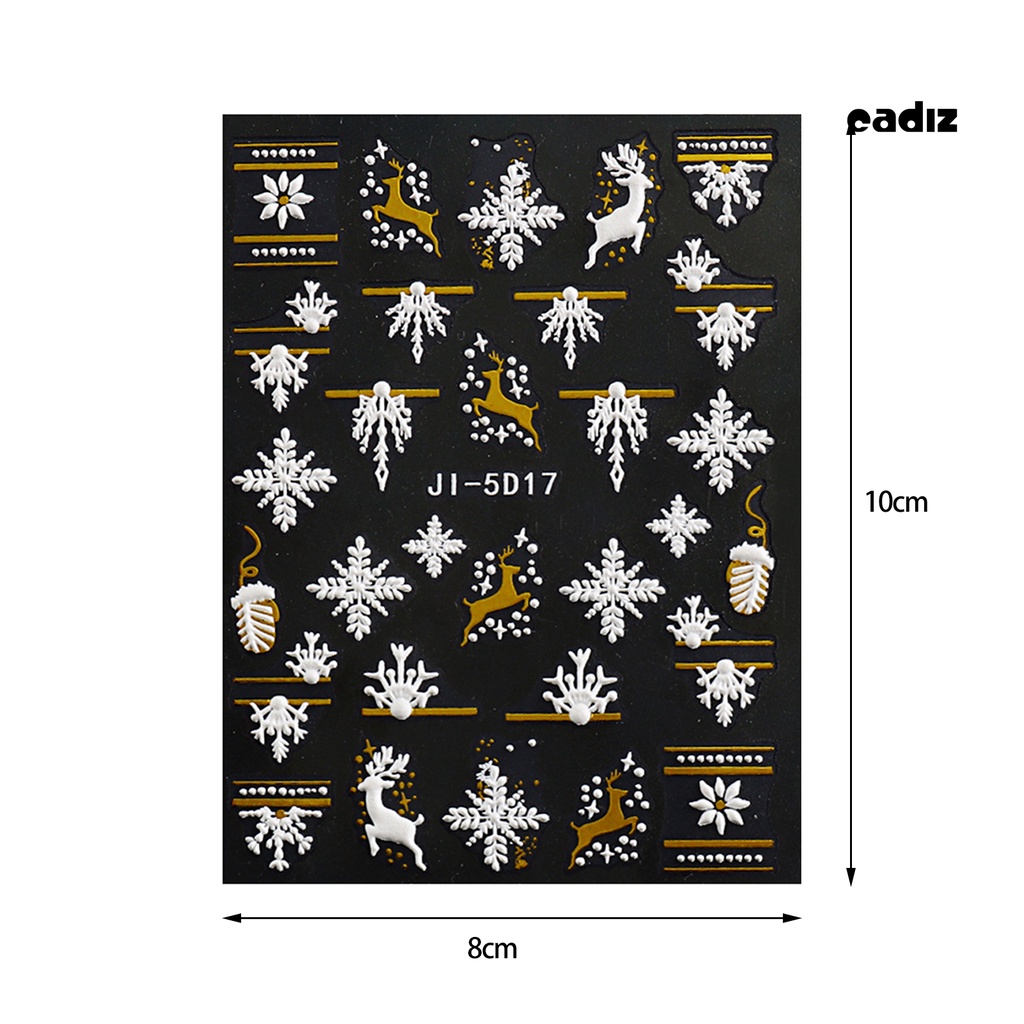 Miếng Dán Trang Trí Móng Tay Hình Bông Tuyết 3D Không Phai Màu
