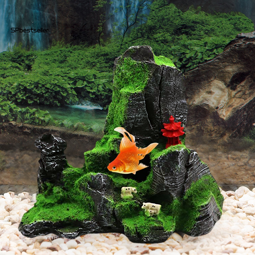 Hòn Non Bộ Rêu Nhân Tạo Không Phai Màu Trang Trí Bể Cá