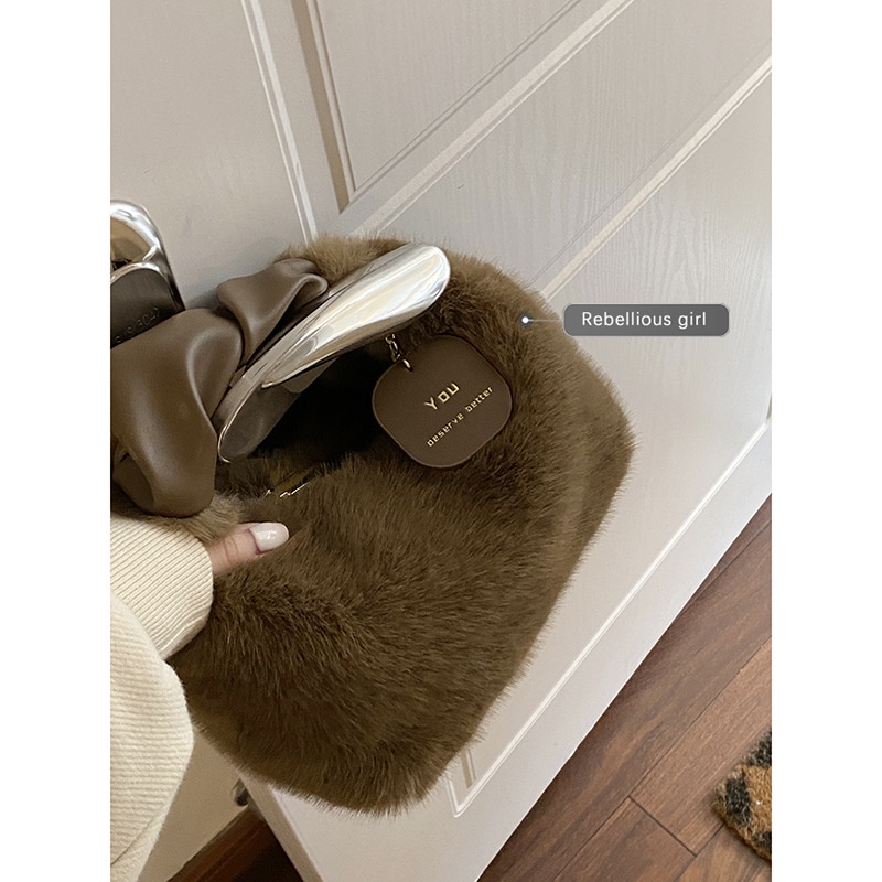 Túi Xách Đeo Vai Phủ Bông Phong Cách Hàn Quốc Đơn Giản Dành Cho Nữ