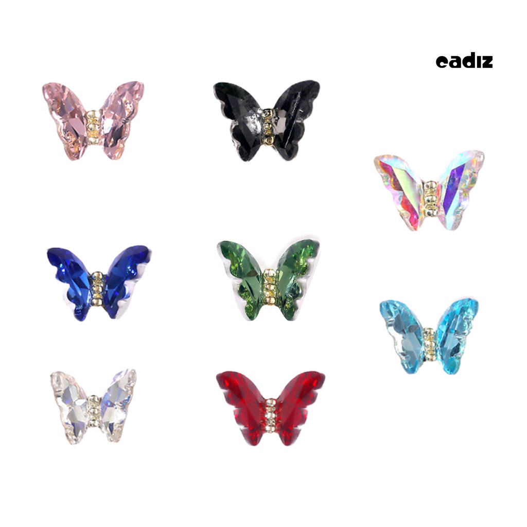Set 10 Phụ Kiện Trang Trí Móng Tay Nghệ Thuật Ba Chiều Không Phai Hình Bướm Pha Lê Lấp Lánh DIY